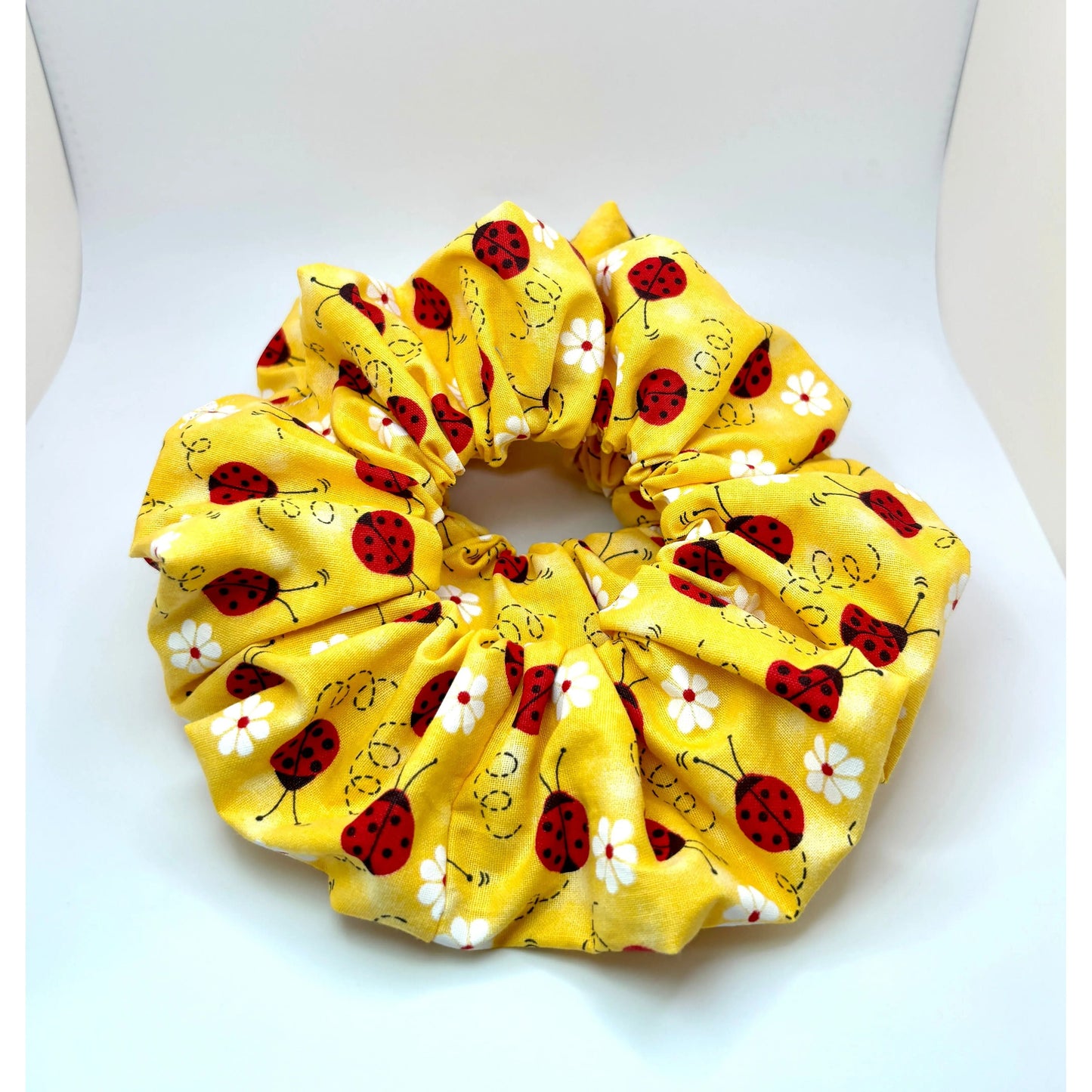 Yellow Ladybug Scrunchie
