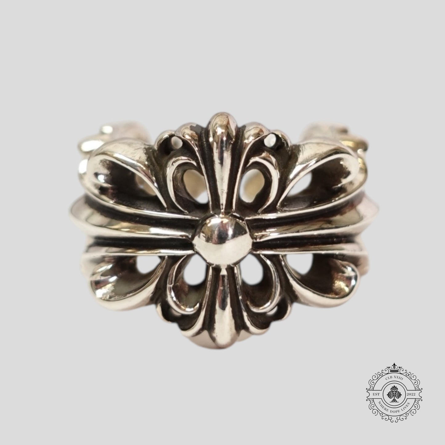 Chrome Hearts Double Floral Ring in Silver