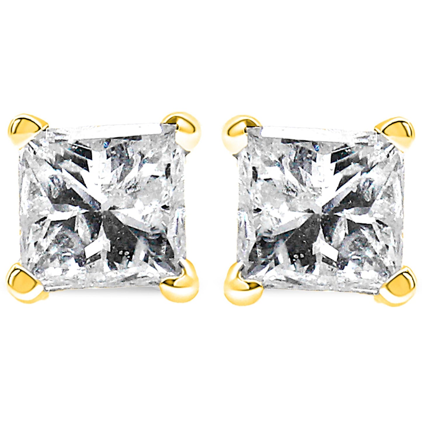 IGI Certified 14K Yellow Gold 1/4 Cttw Princess-Cut Diamond Solitaire Stud Earrings-1