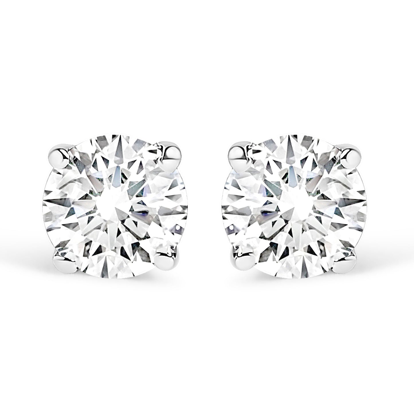 14K White Gold 1/2 Cttw Round Lab Grown Diamond Solitaire Stud Earrings