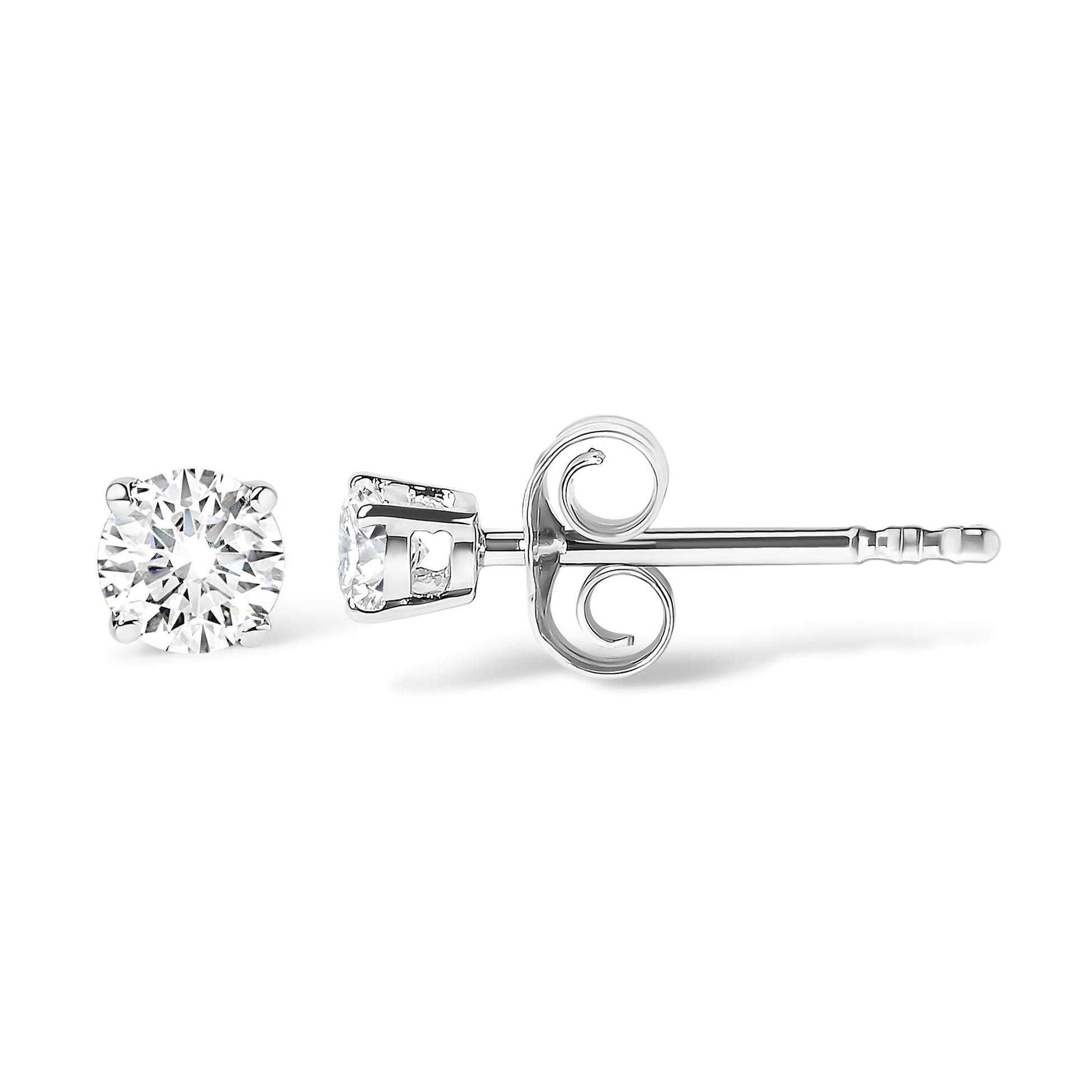 14K White Gold Round Cut Diamond Solitaire Stud Earrings (1/2 cttw, H-I Color, SI1-SI2 Clarity)-3