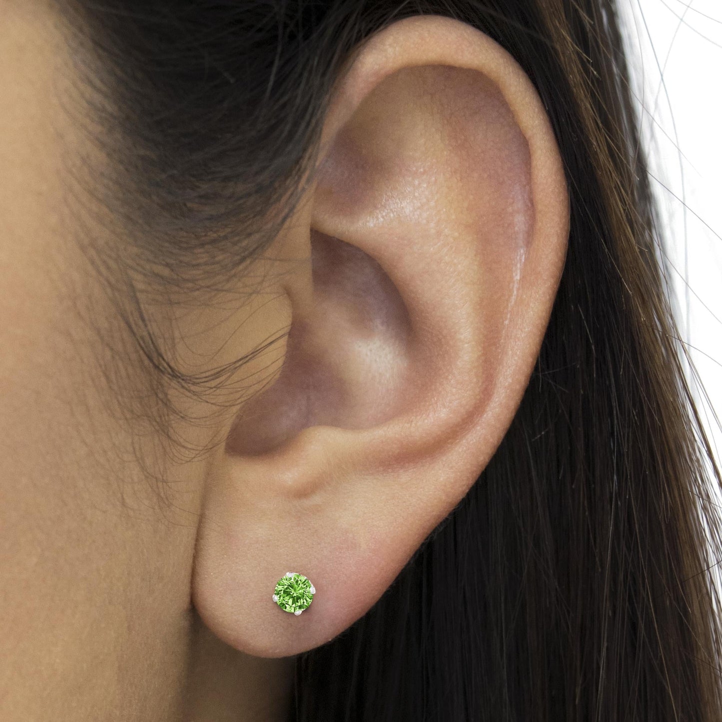 .925 Sterling Silver 1/5 Cttw Round Brilliant-Cut Green Diamond Classic 4-Prong Stud Earrings (Fancy Color-Enhanced, I2-I3 Clarity)-2