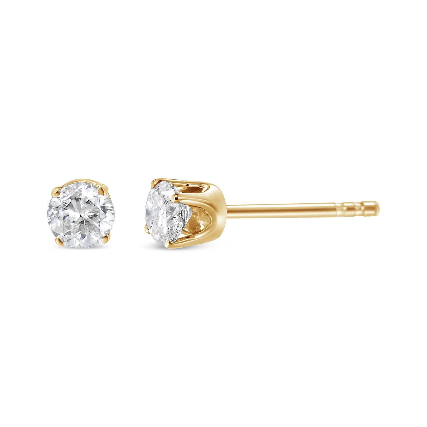AGS Certified 14K Yellow Gold 1/2 Cttw 4 Prong Set Brilliant Round-Cut Solitaire Diamond Push Back Stud Earrings (O-P, Color, SI2-I1 Clarity)-3
