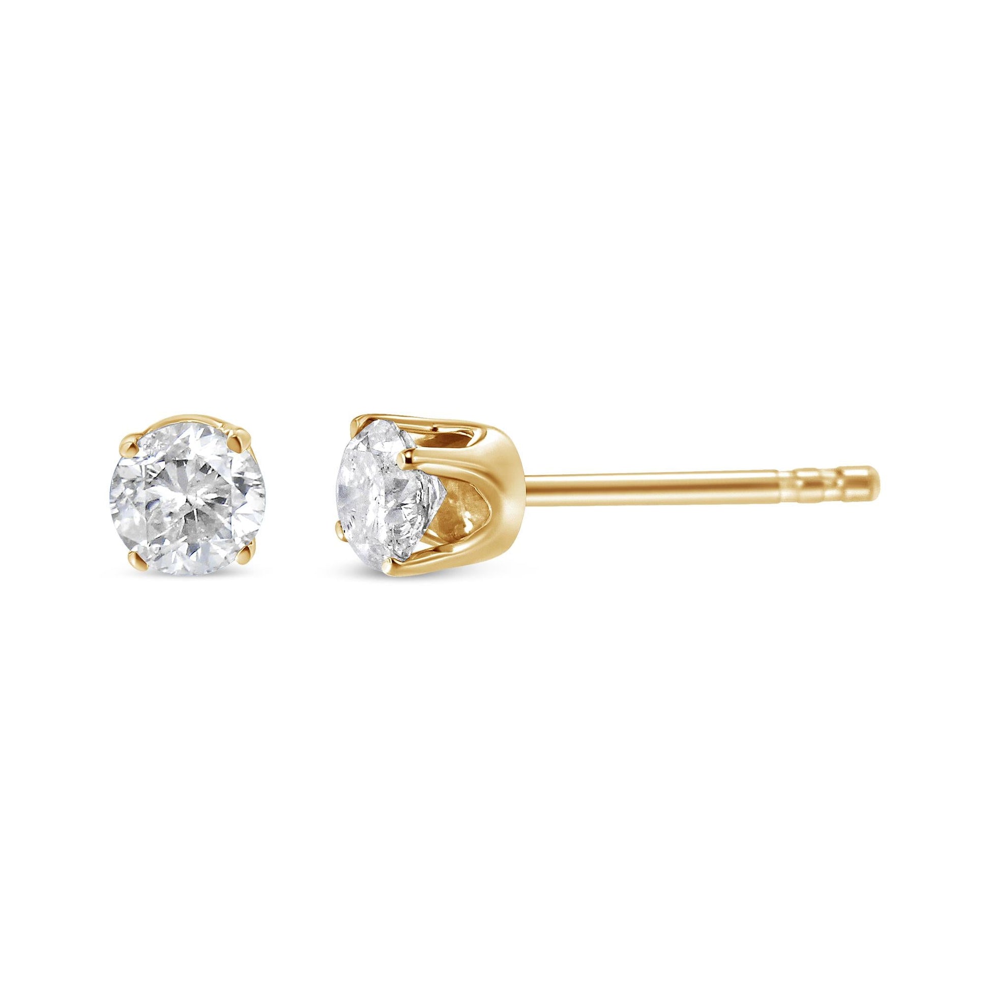 AGS Certified 14K Yellow Gold 1/2 Cttw 4 Prong Set Brilliant Round-Cut Solitaire Diamond Push Back Stud Earrings (O-P, Color, SI2-I1 Clarity)-3