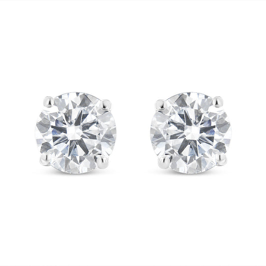 .925 Sterling Silver 1-1/2 Cttw Round Brilliant-Cut Black Diamond Bezel-Set Stud Earrings with Screw Backs (Fancy Color-Enhanced, I2-I3 Clarity)-0