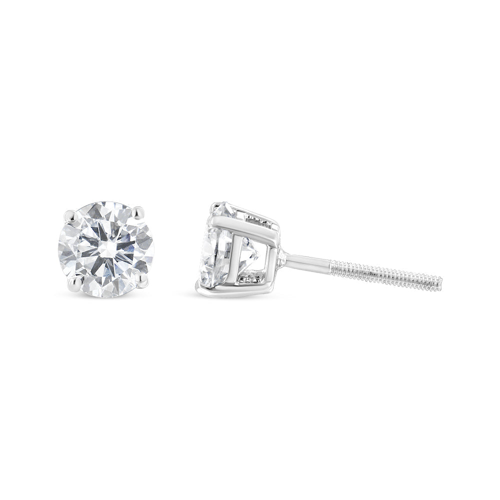 .925 Sterling Silver 1-1/2 Cttw Round Brilliant-Cut Black Diamond Bezel-Set Stud Earrings with Screw Backs (Fancy Color-Enhanced, I2-I3 Clarity)-2
