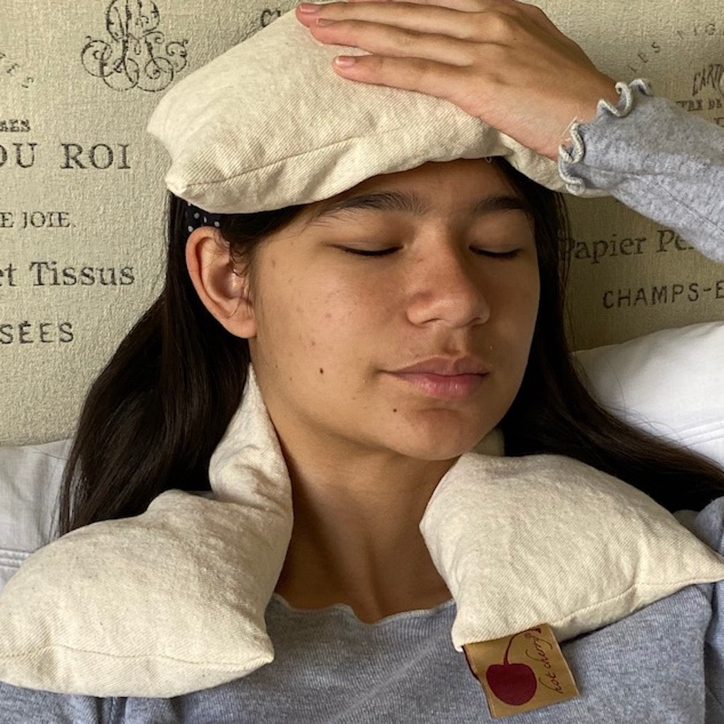 Hot Cherry Neck Wrap in Unbleached, Pre-washed, Natural Denim-3