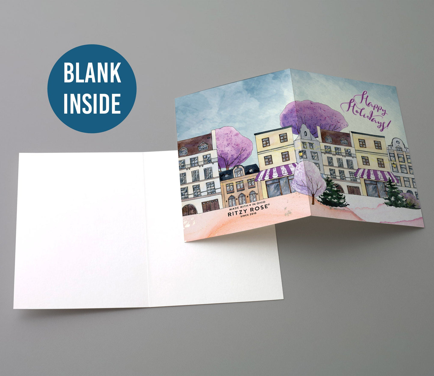 Small Town Holiday Greeting Cards, Set of 24