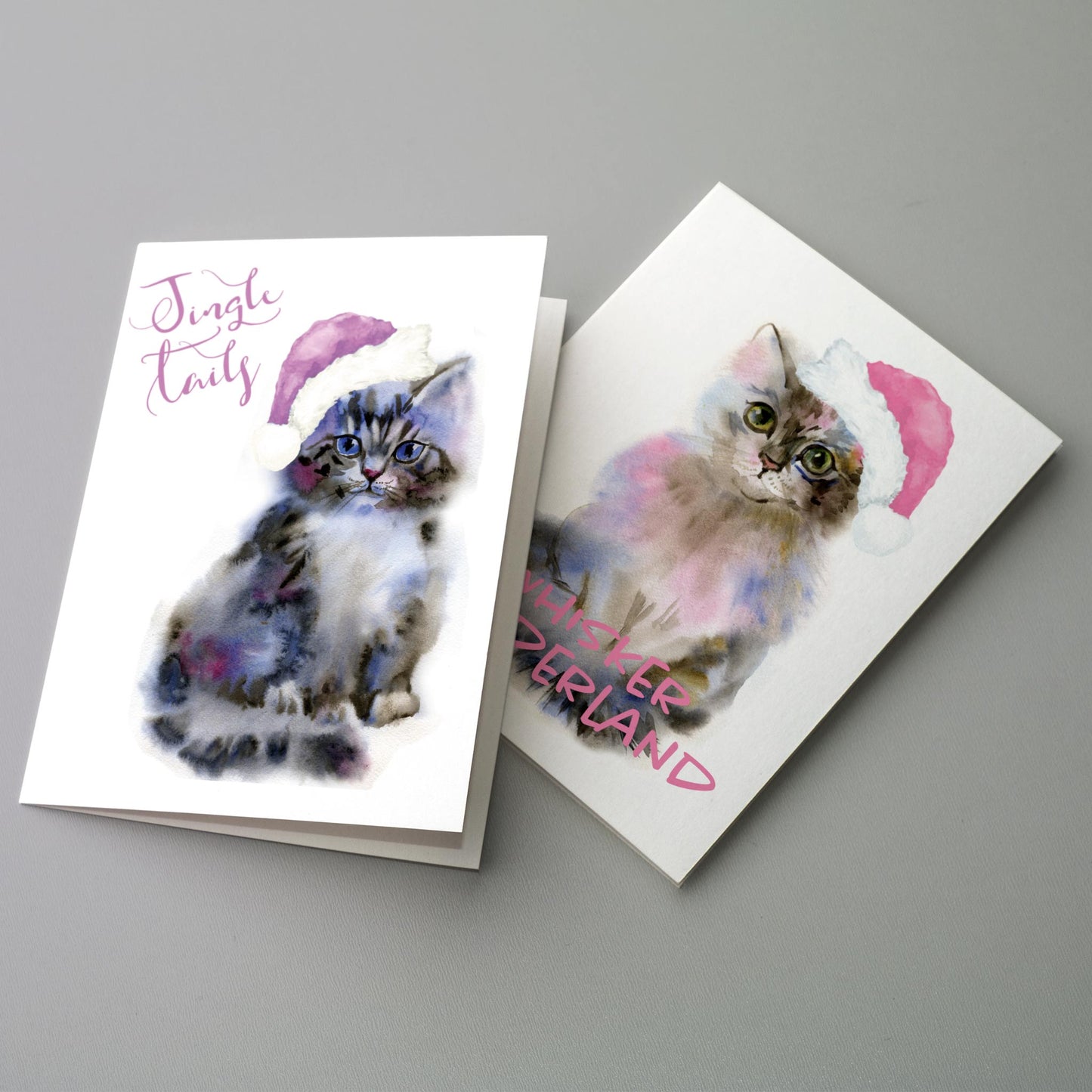 Watercolor Cat Holiday Greeting Cards, Set of 24