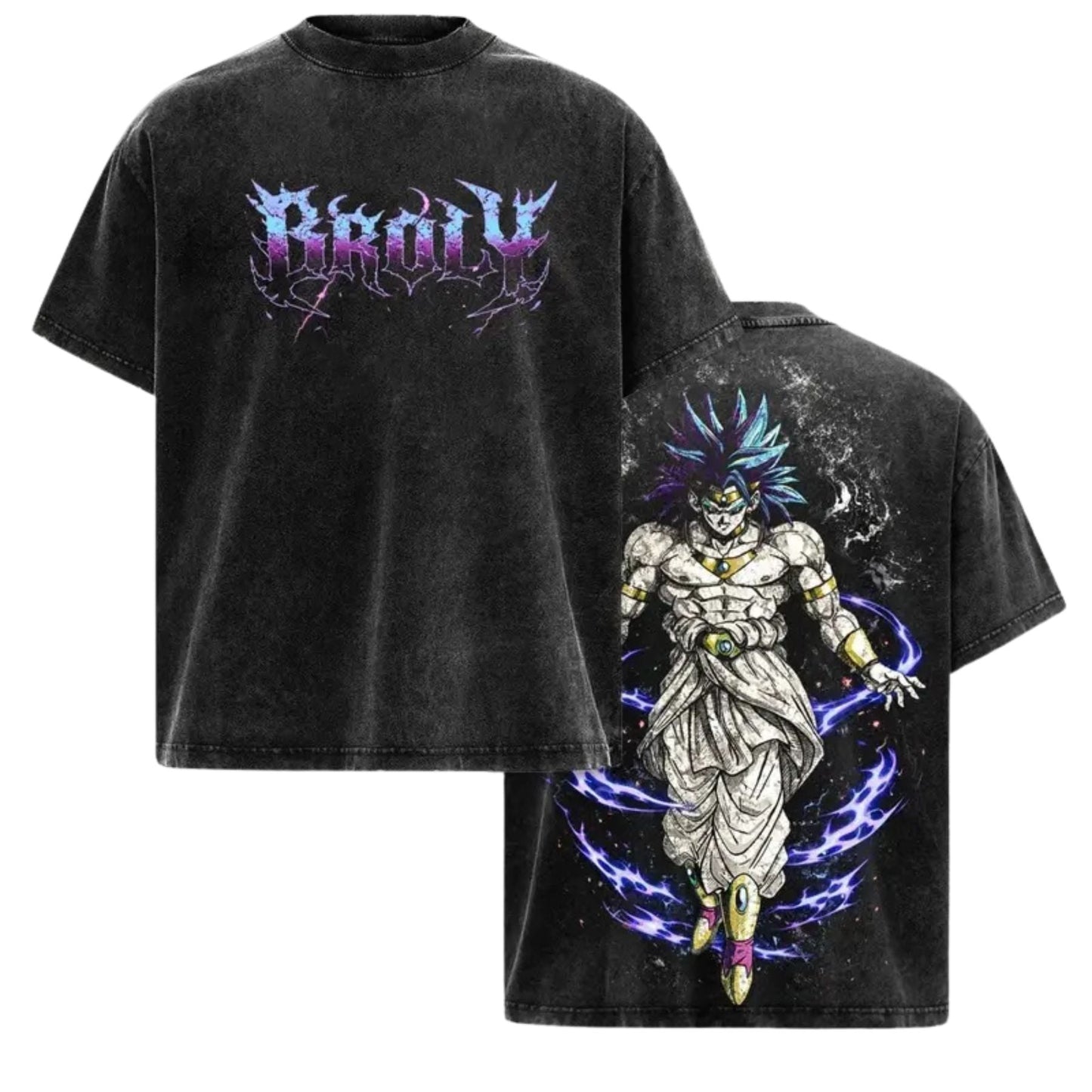 The Nightmare Warrior: Broly DBZ Washed Tee – Heavyweight Cotton Relaxed Fit Retro Anime Graphic T-Shirt