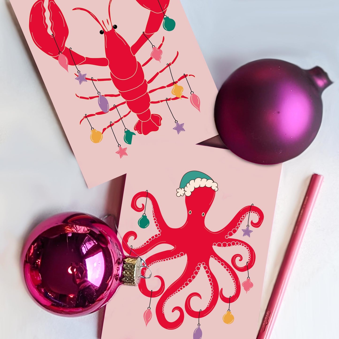 Sea-Sonal Holiday Greeting Cards, Set of 24