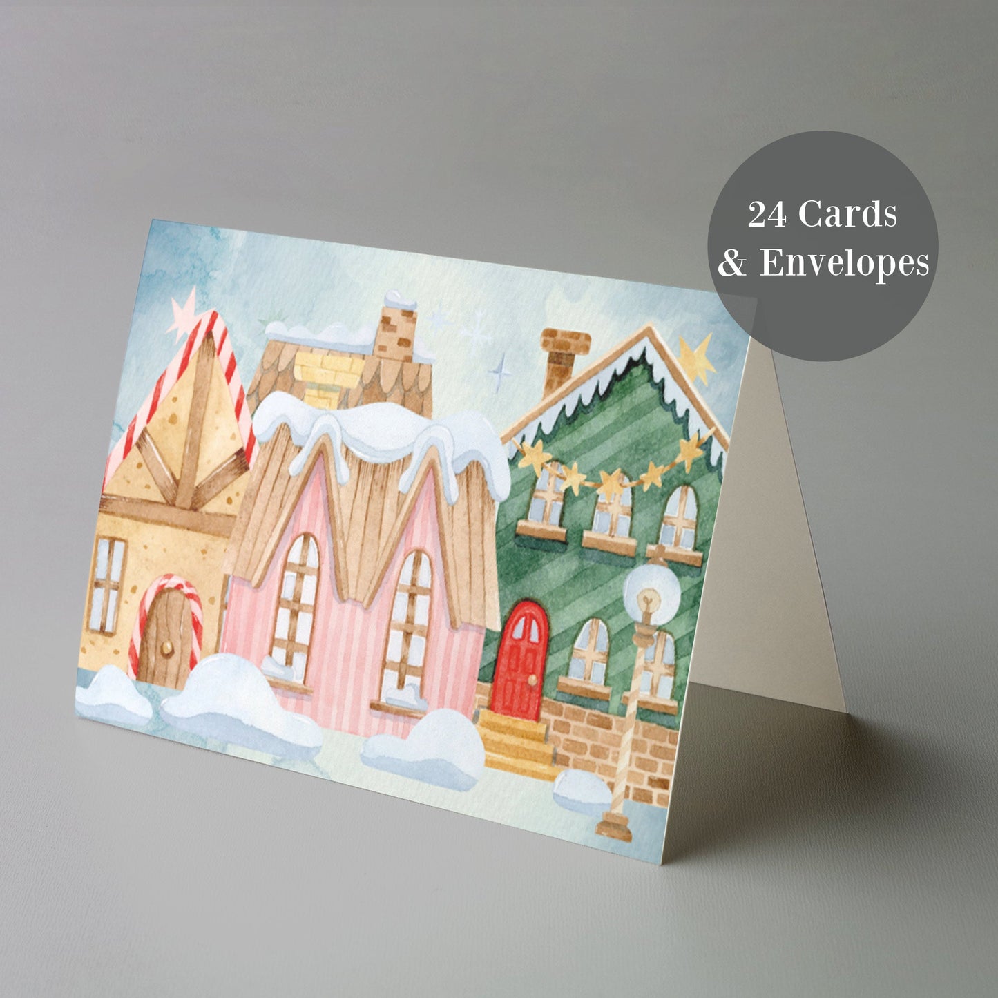 Gingerbread Candy Cane Holiday Cards, Set of 24