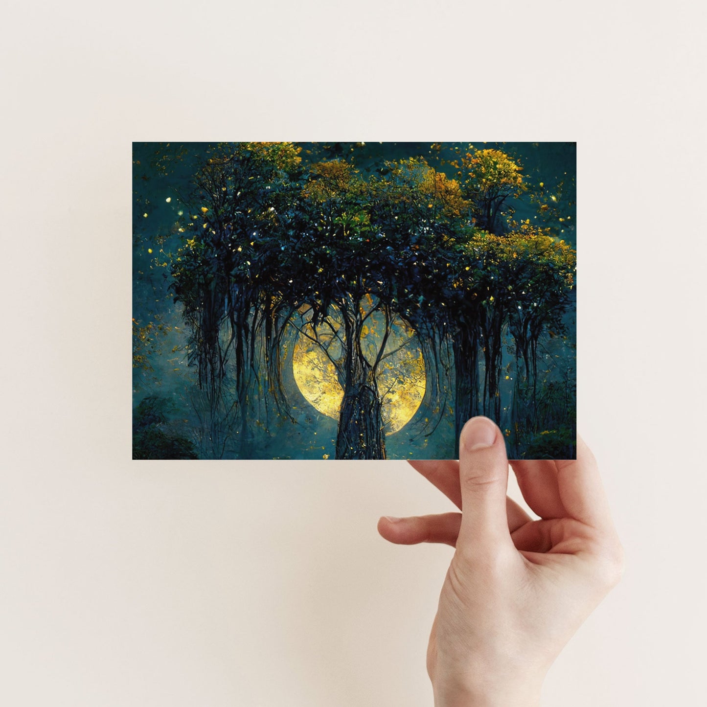 Mystical Tree in Moonlight Greeting Cards, Set of 24
