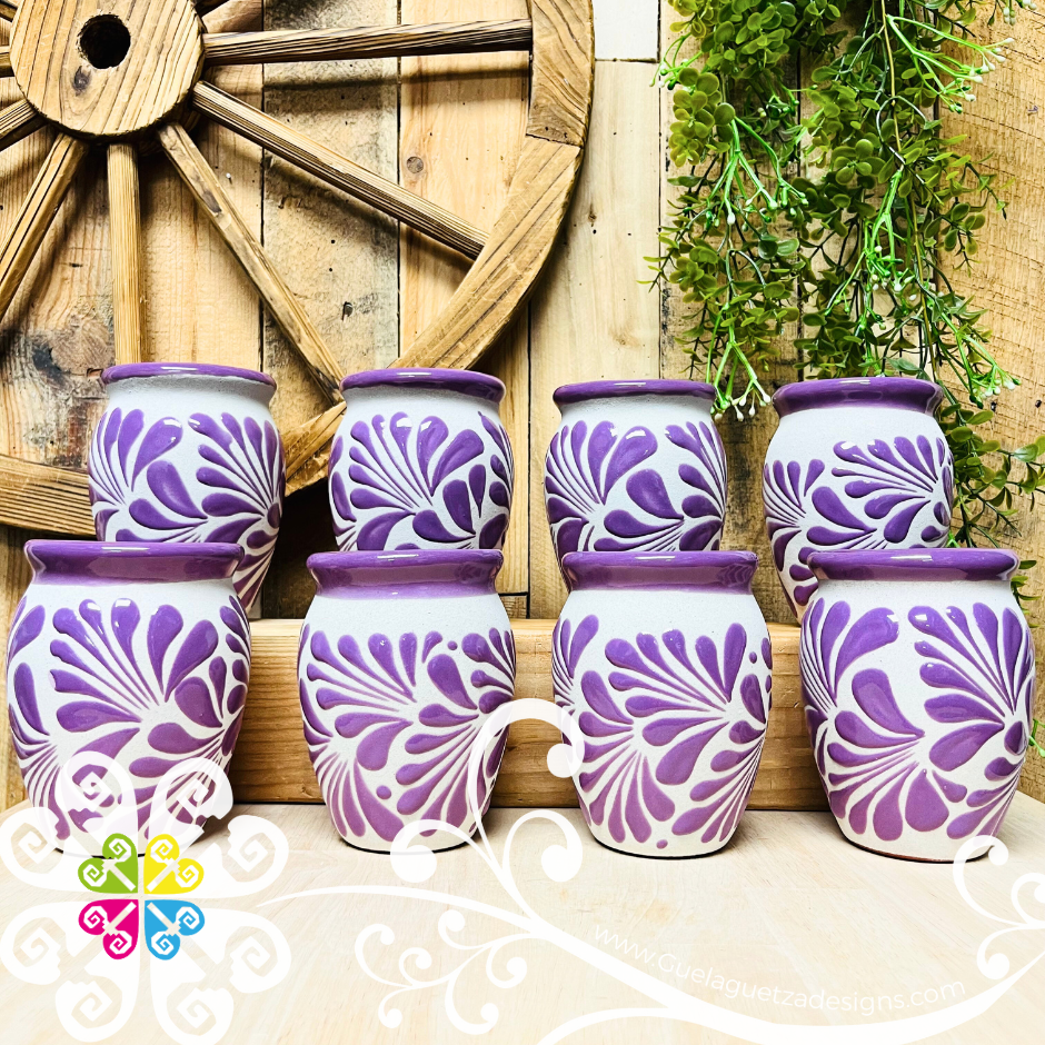 Set of Lilac Espiga Plumeado Cantarito Cup - Set Clay Cantarito
