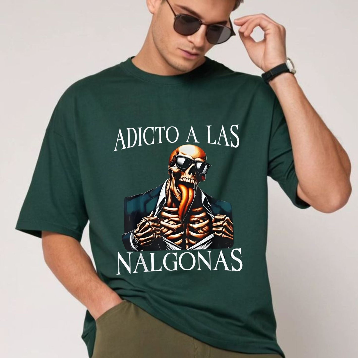 Calacas Chidas "Addict of Los Nalgonas" T-Shirt - Funny Mexican Slang Graphic Tee, Gym Apparel