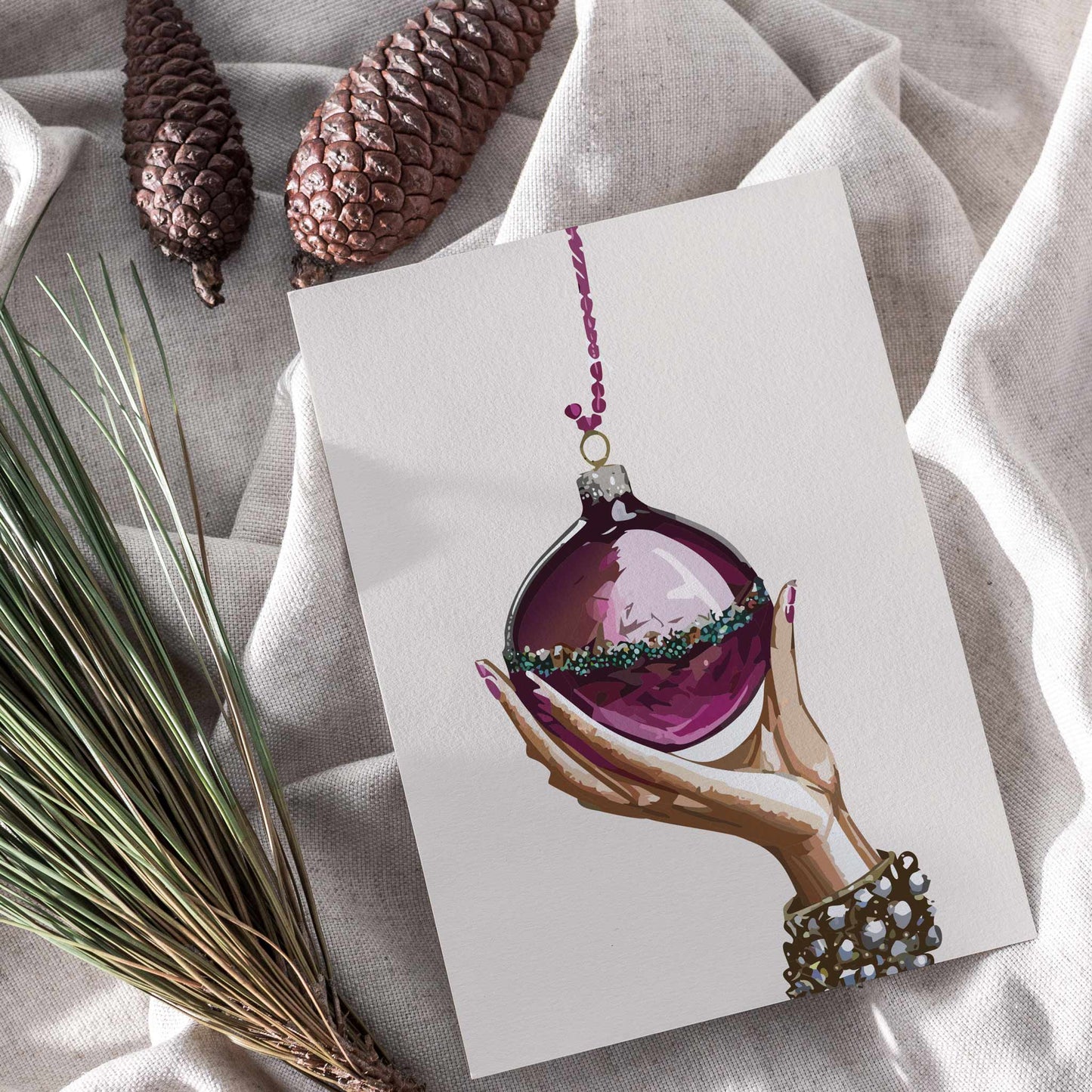Elegant Hands Christmas Ornament Greeting Cards, Set of 24