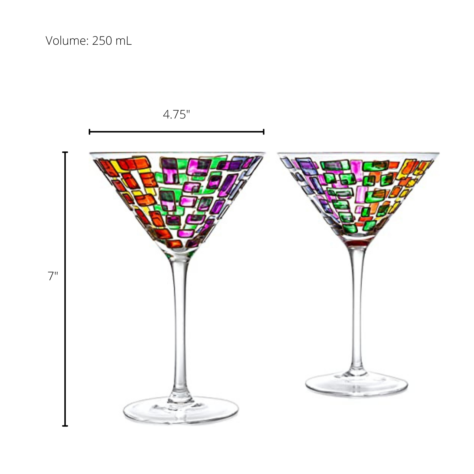 Renaissance Holiday Stained Glass Windows, Artisanal Hand Painted Glassware - The Wine Savant - Gift Idea Her, Him, Birthday, Mom, Housewarming, Gifts Ideas for Women & Men (Martini Glasses)-4