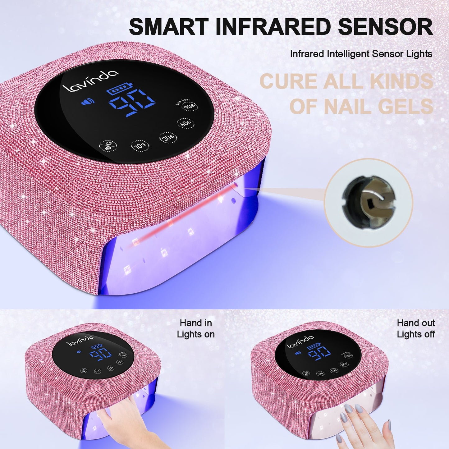Crown™ Nail Lamp - Pink Diamond - 54W Rechargeable UV/LED