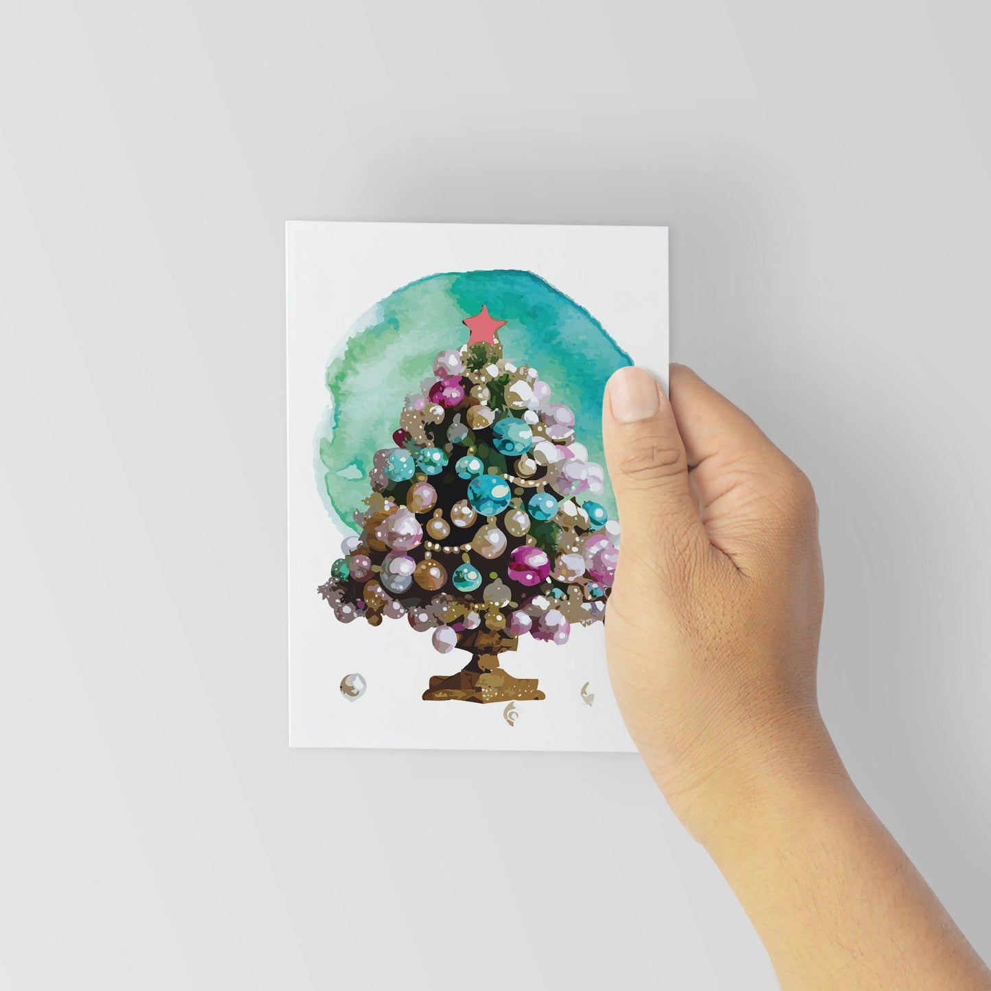 Christmas Tree Greeting Cards, Set of 24