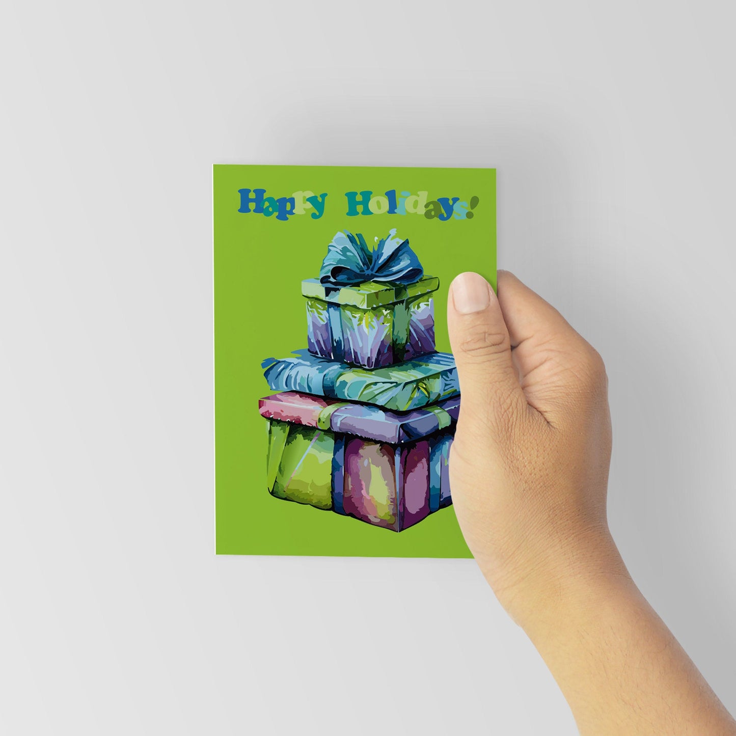 Happy Holidays Christmas Present Greeting Cards, Set of 24