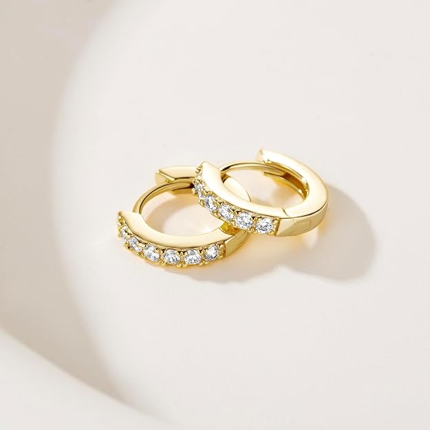 14K Solid Yellow Gold Round Huggies Hoops Earrings 11mm