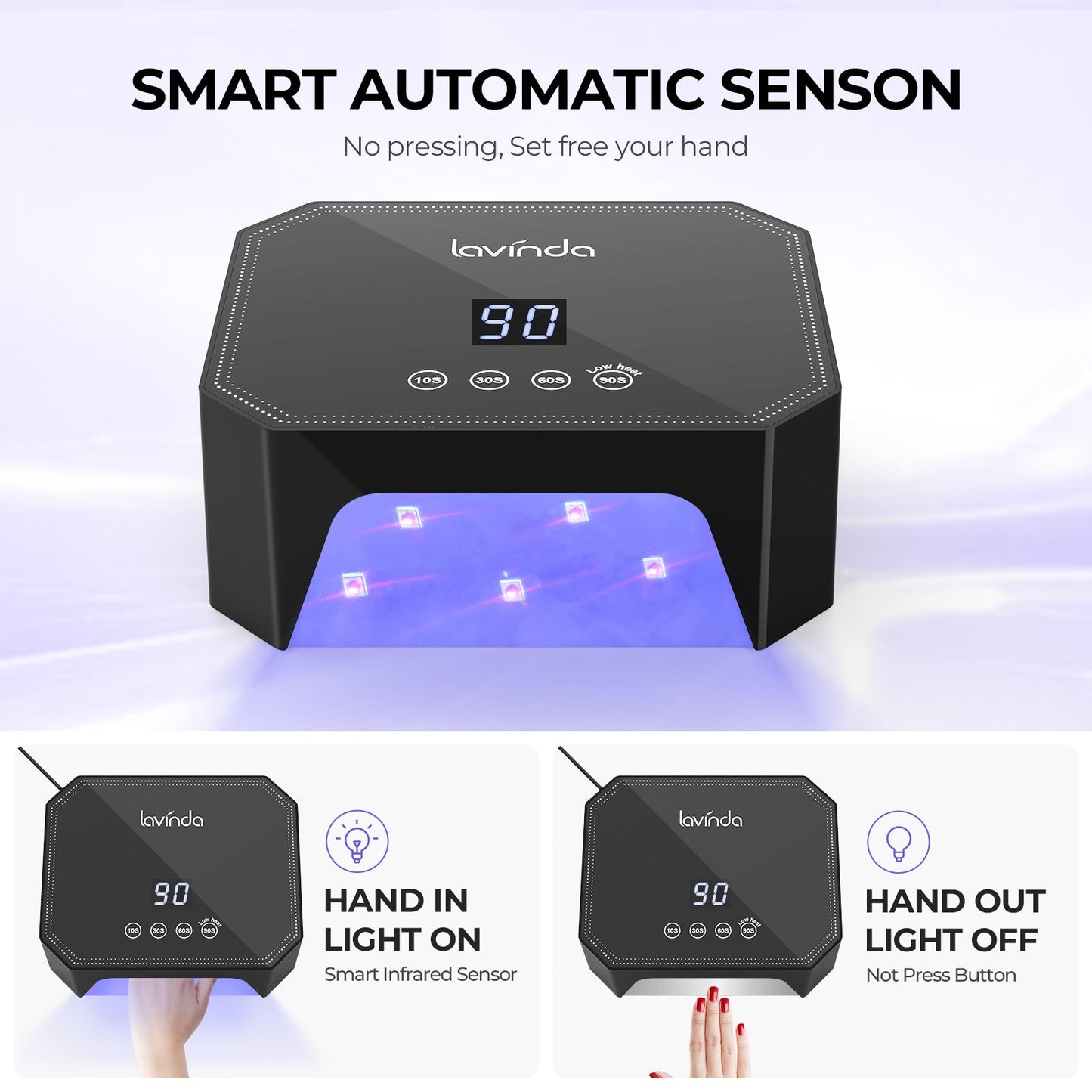 Lumina™ Nail Lamp - Black - Plug-in UV/LED