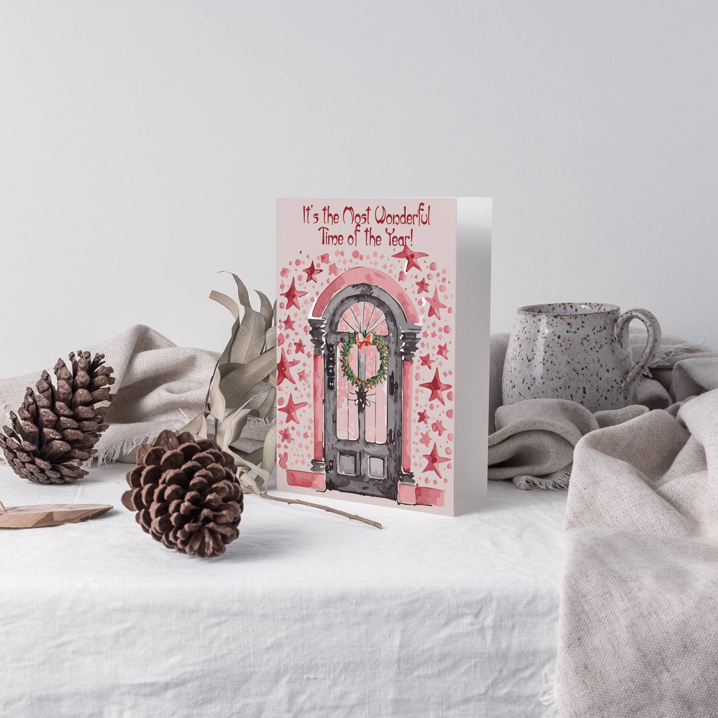 Nostalgic Christmas Front Door Greeting Cards, Set of 24