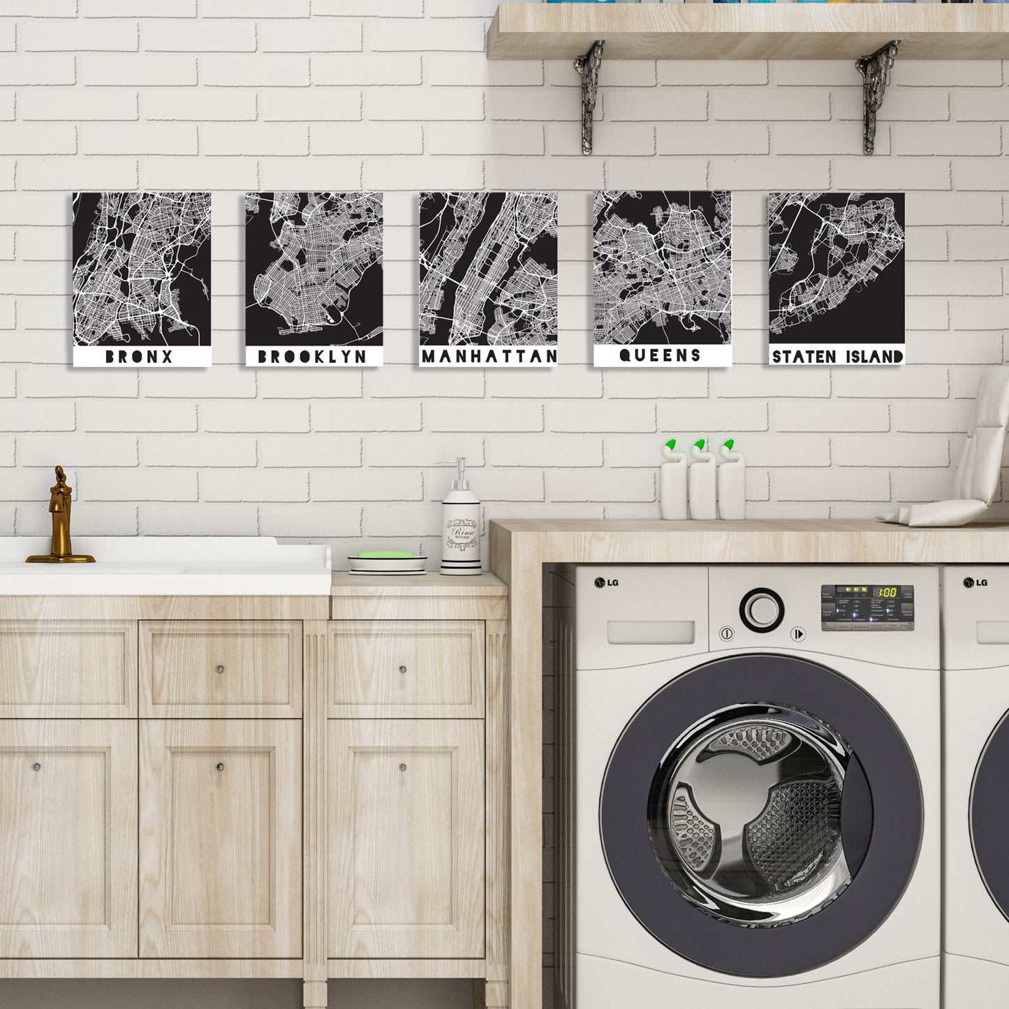 New York City Boroughs Wall Prints, Set of 6