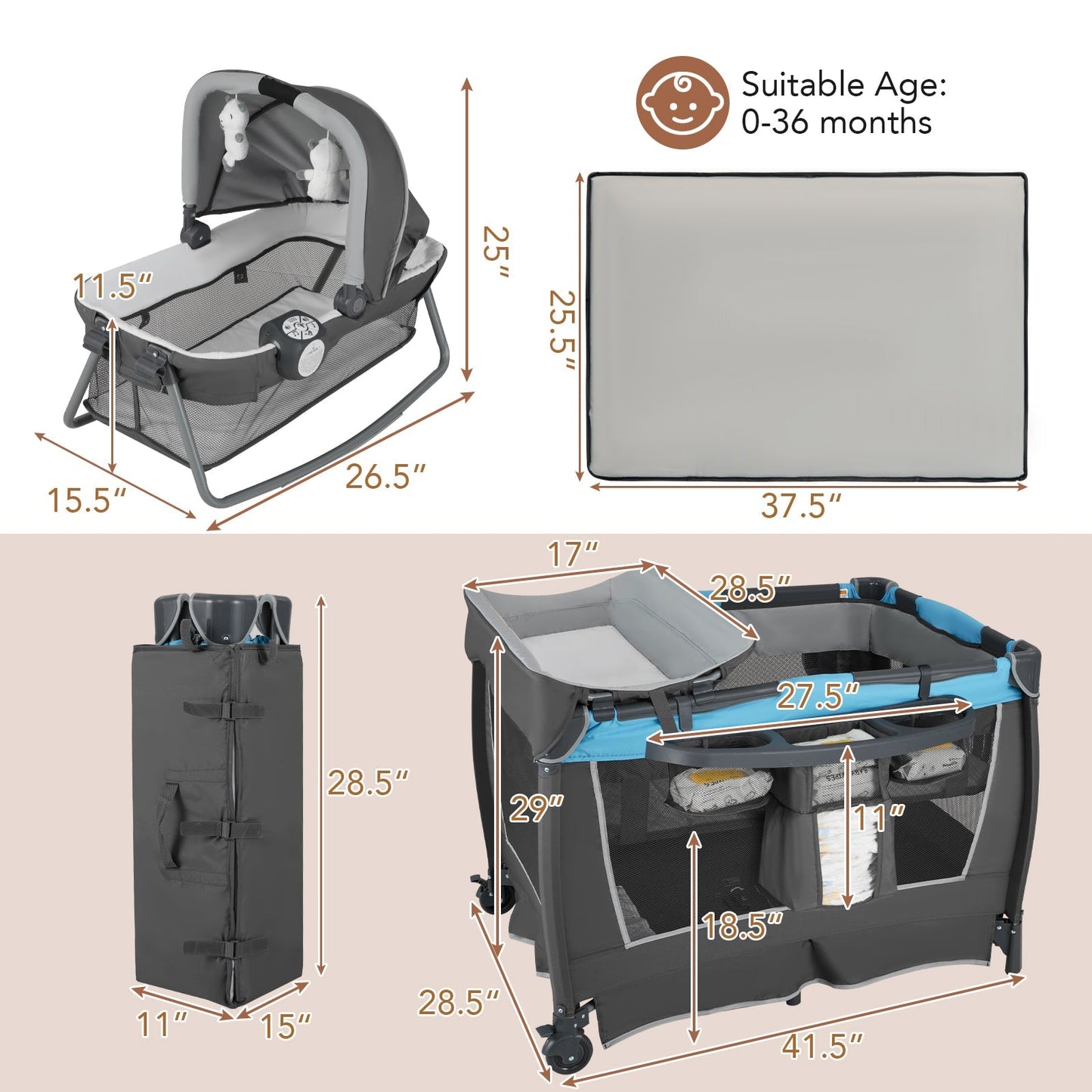 4-in-1 Convertible Portable Baby Play