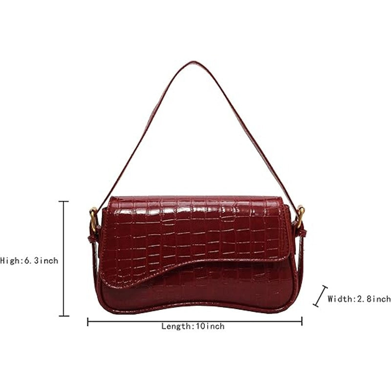 New Womens Crocodile Red PU Leather Removeable Straps Small Shoulder Bag Clutch
