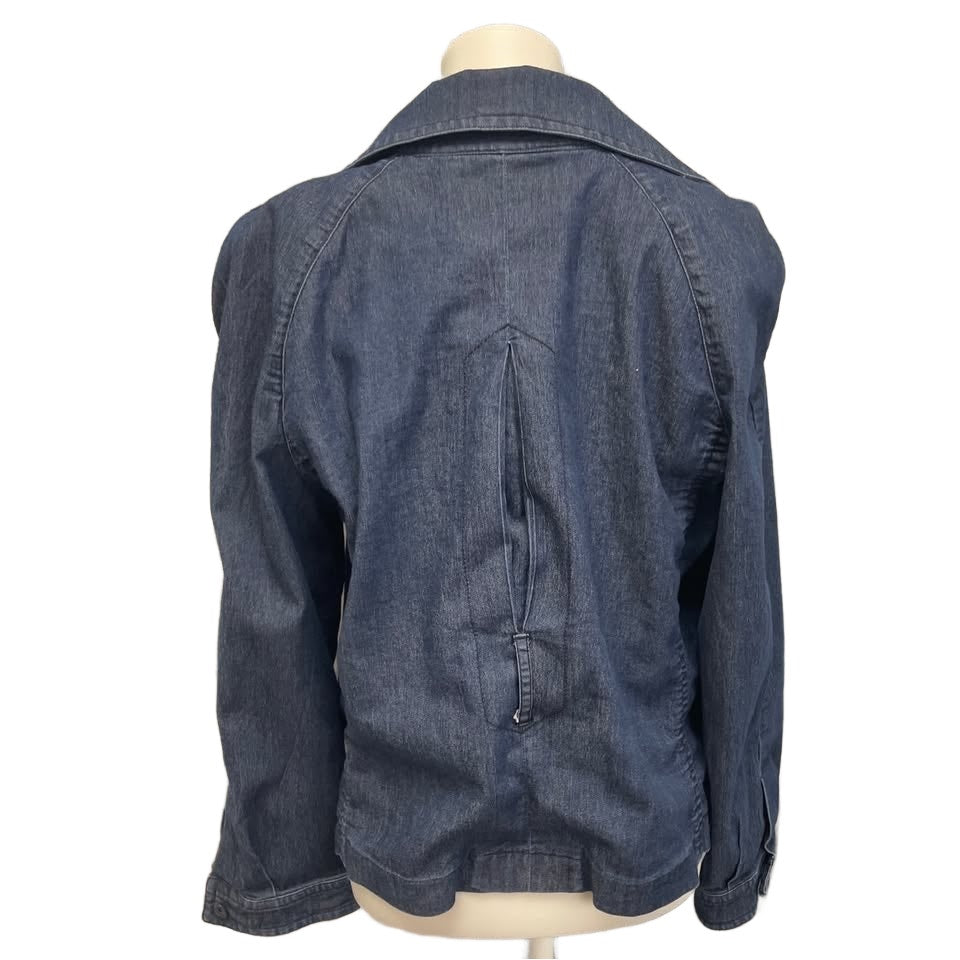 Larry Levine Womens XL Double Breasted PolyCotton Long Sleeve Denim Jacket