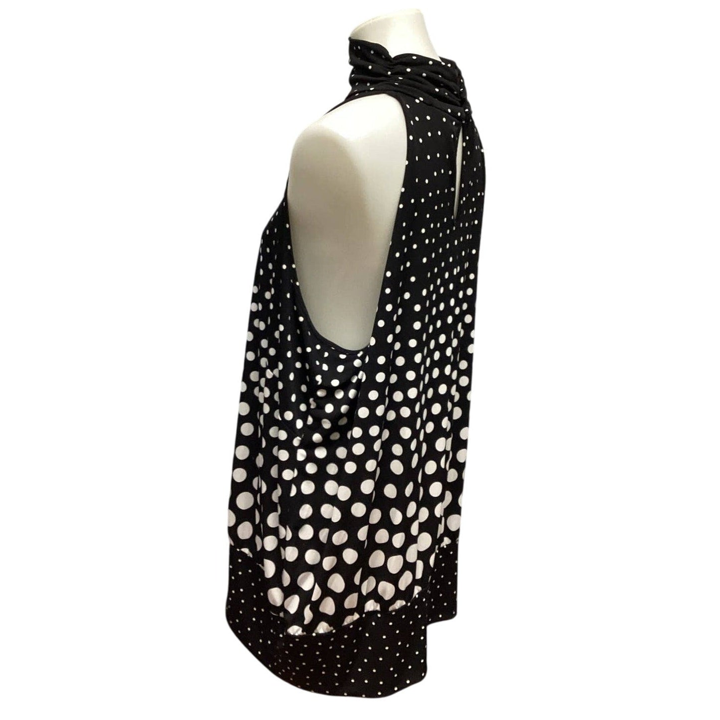 Cato Plus Size 22/24W Sleeveless Long Polka Dot Keyhole Back Stretchy Blouse
