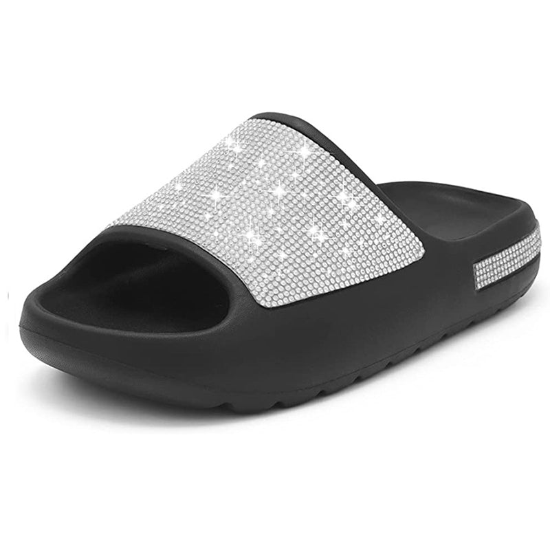 Genuine Leather Rhinestone Slides