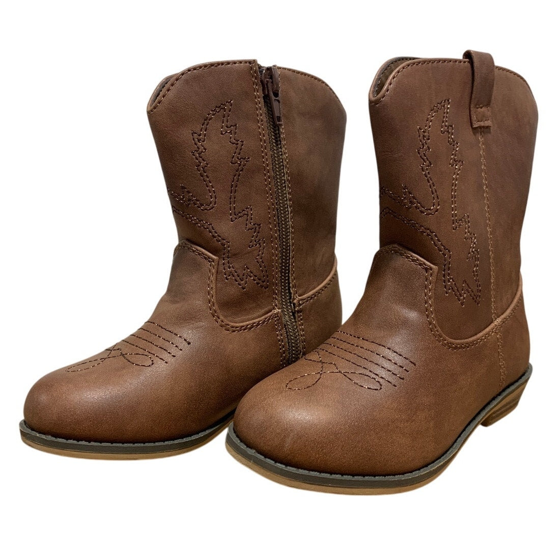 Icebirds Toddler Girls Size 8 Brown Western Cowgirl Boots Side Zip Shoes