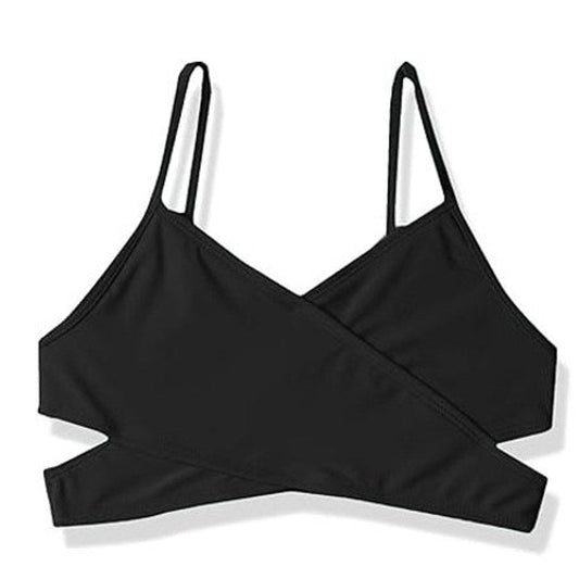 NWT New Kanu Surf Girls Size 8 Black Beach Sport Wrap Around Bikini Top ONLY