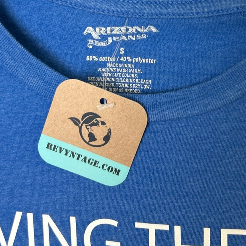 Upcycled Hand Printed Womens Small Saving The Planet Is My Superpower Tee Shirt