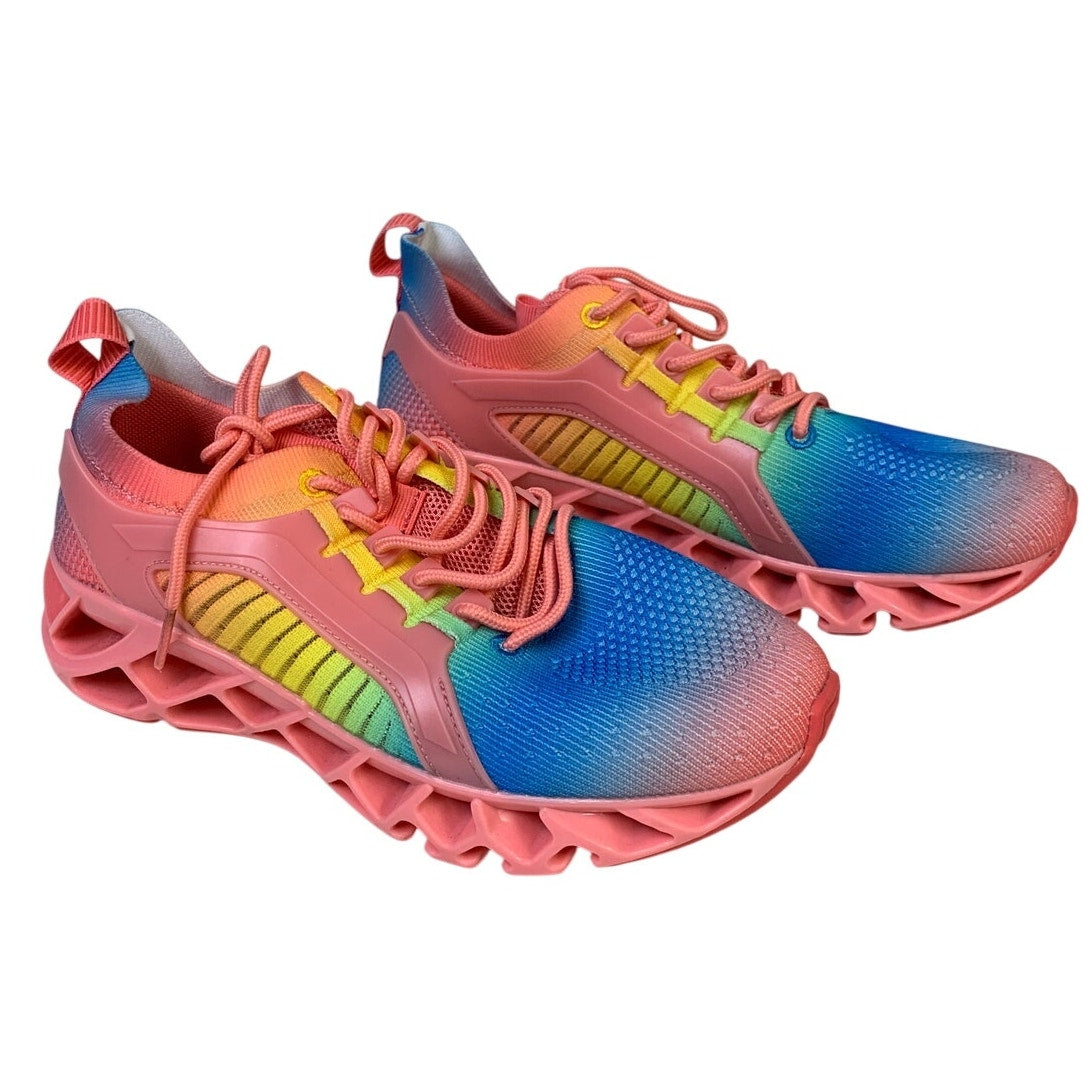 Womens Size 8 Rainbow Sneakers Lace Up Low Top Round Toe Athletic Shoes