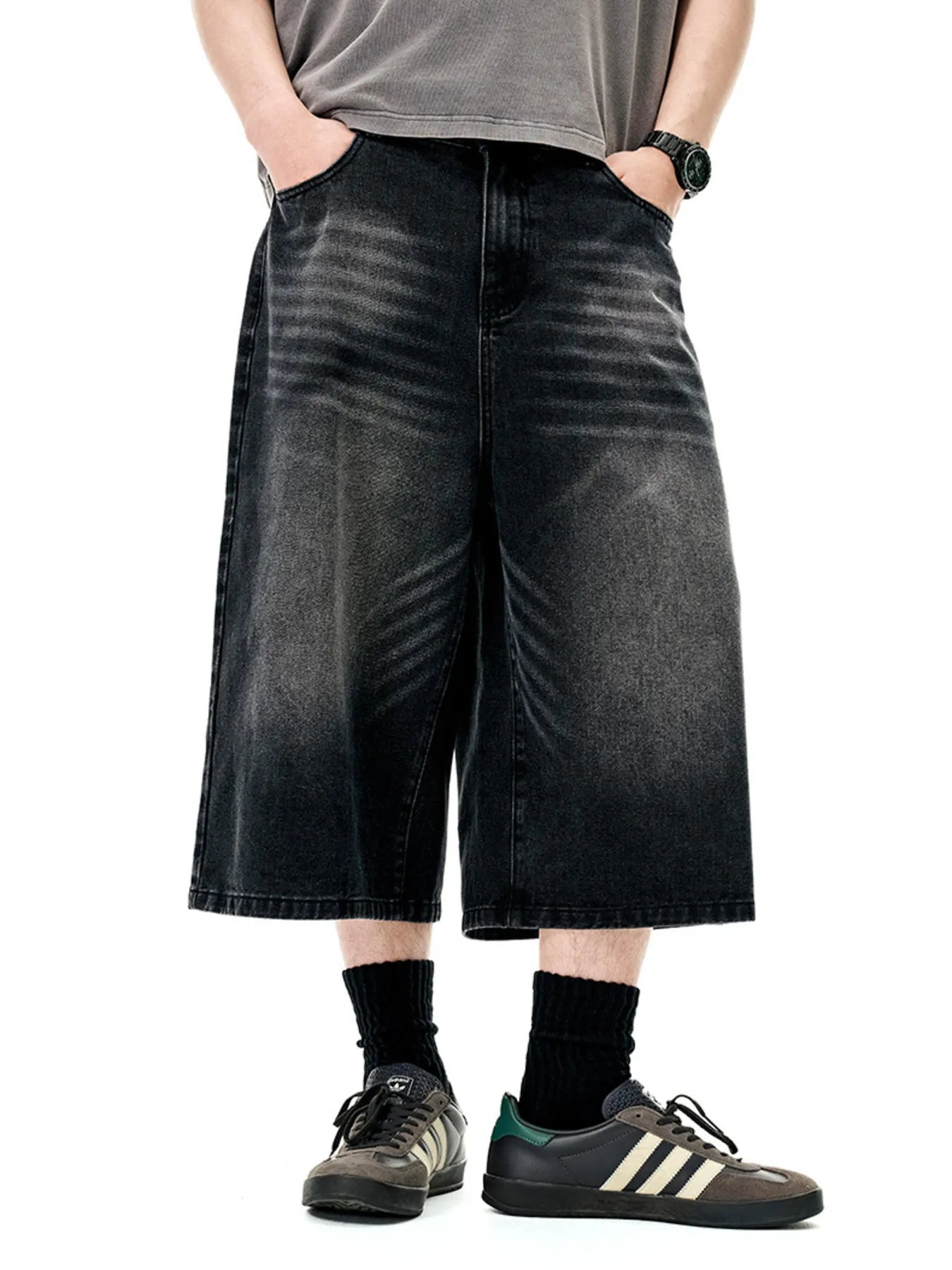 Men's Wide Leg Denim Shorts