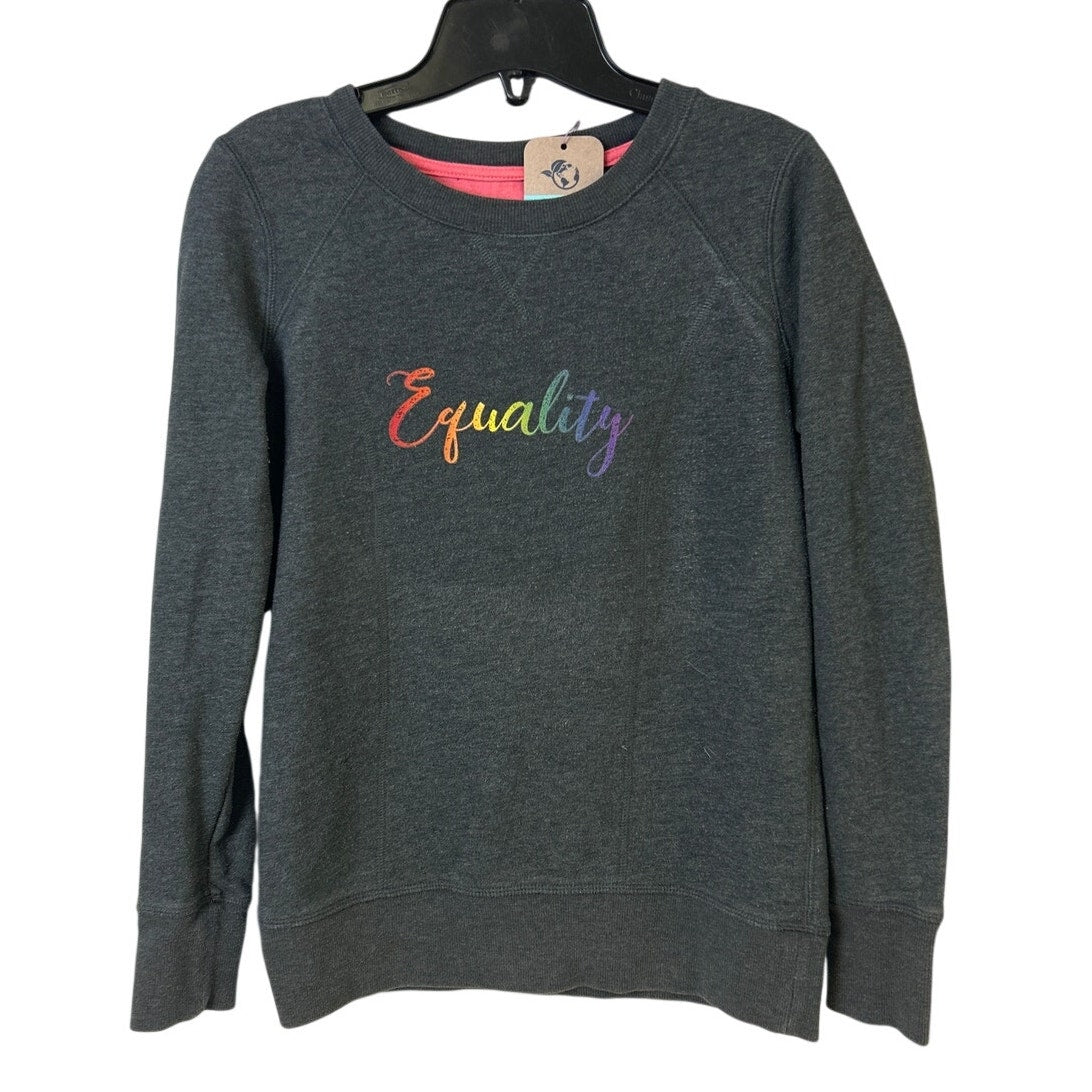 Upcycled Hand Printed Womens Medium Rainbow Equality Long Sleeve Sweatshirt