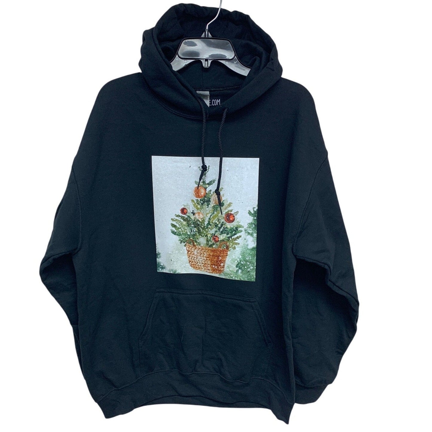 New Hand Printed Womens 2XL Christmas Tree Holiday Long Sleeve Hoodie Sweatshirt