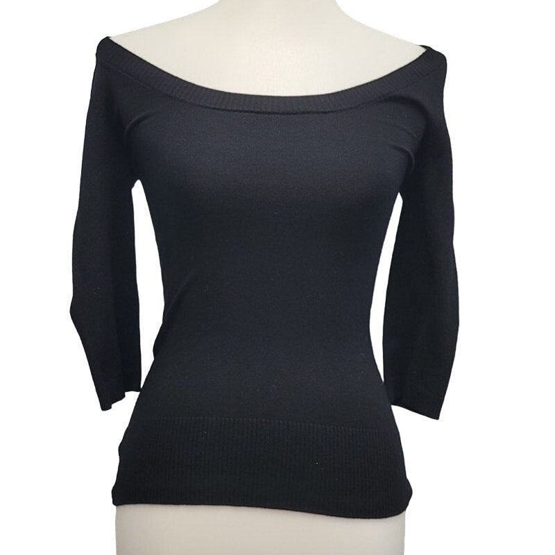 Forever 21 Womens Small Black Viscose Nylon Long Sleeve Scoop Neck Sweater