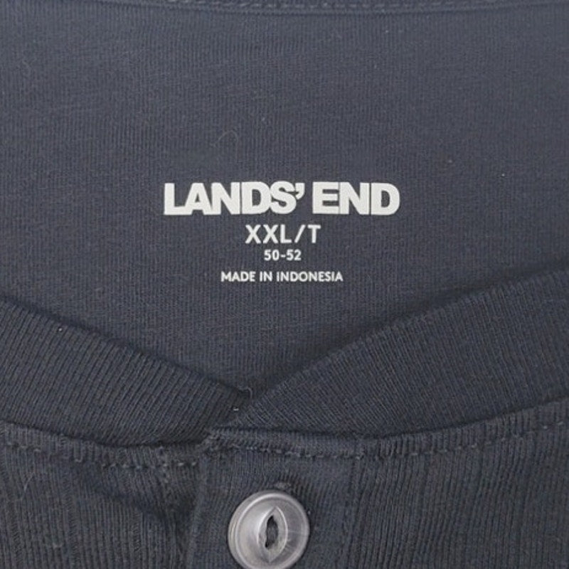 Lands End Mens XXLT 100% Cotton Long Sleeve Textured Stripe Henley Shirt