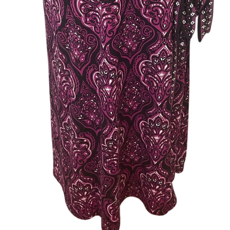 Apt 9 Womens 1X Short Sleeve Purple Faux Wrap Belted Floral Midi Sheath Dress