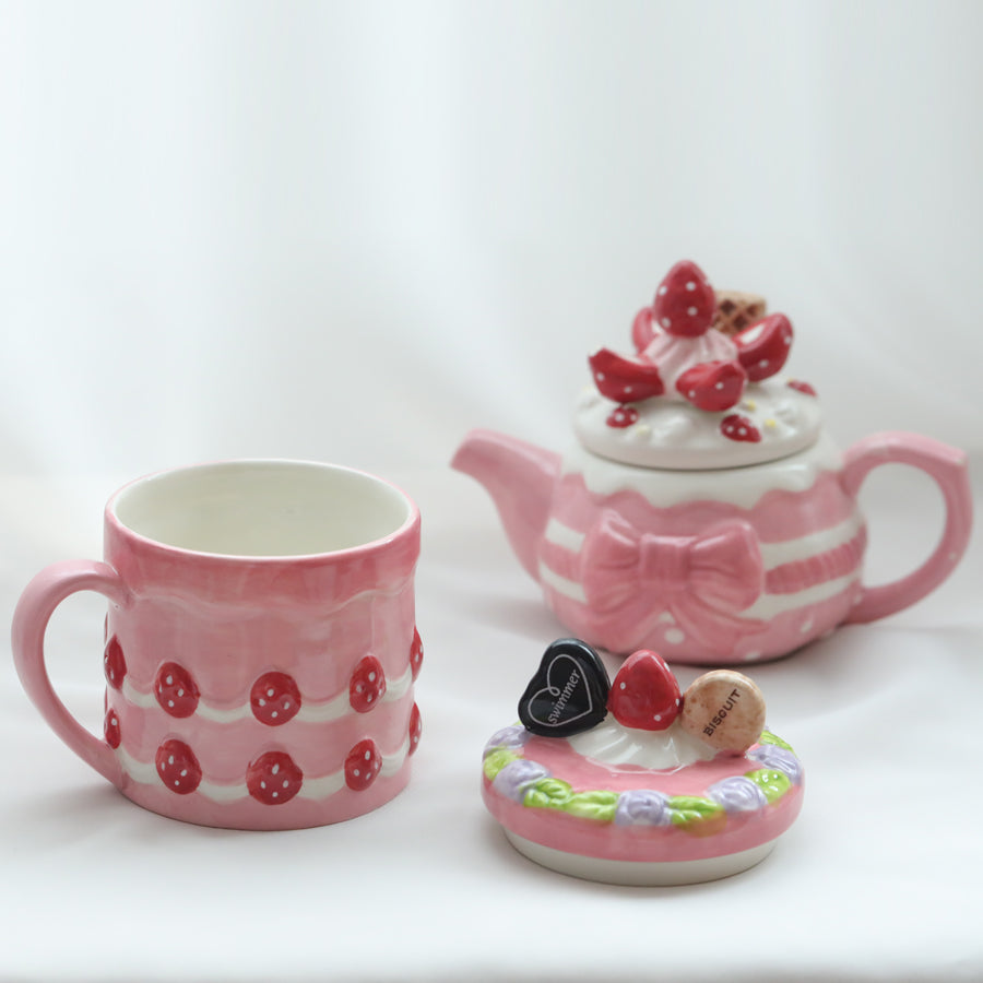 Handmade Ceramic Strawberry Mug With Lid