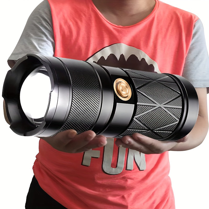 High-Power Aluminum Alloy Flashlight with USB Power Bank-1