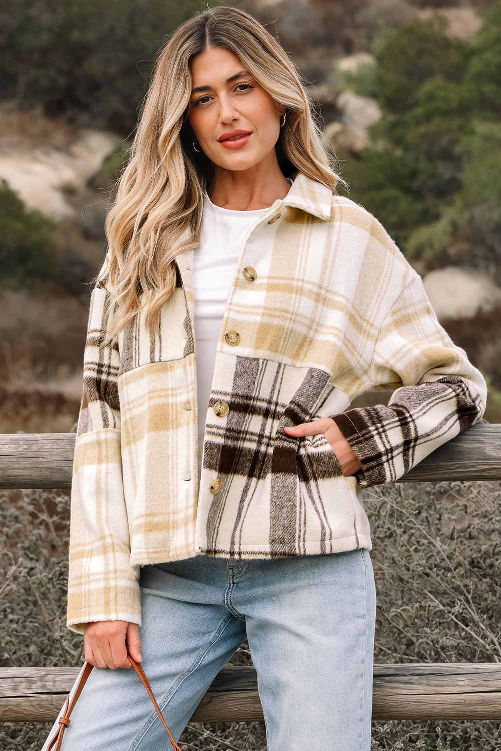 Julinique Plaid Patchwork Side Shacket-0