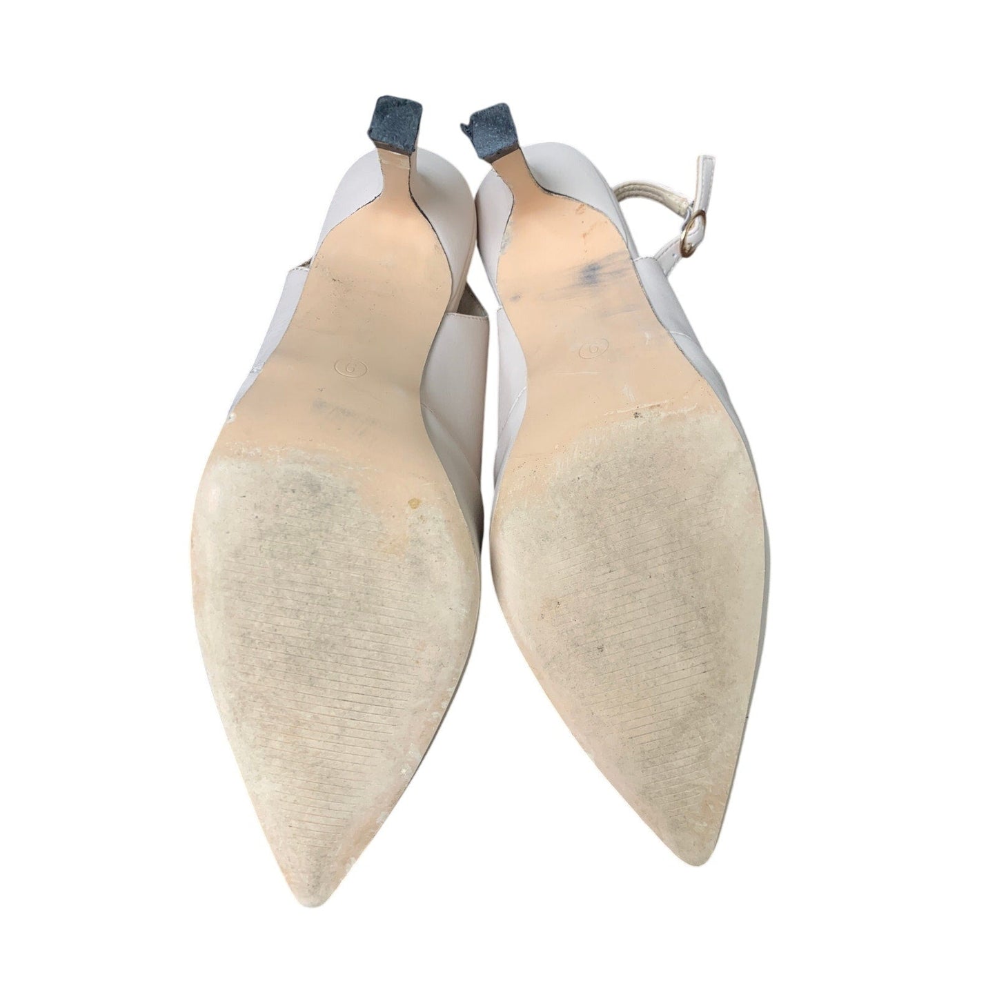 Rilista Womens 9 Tan 3" Kitten Heel Slingback Closed Pointed Toe Sandal Shoes