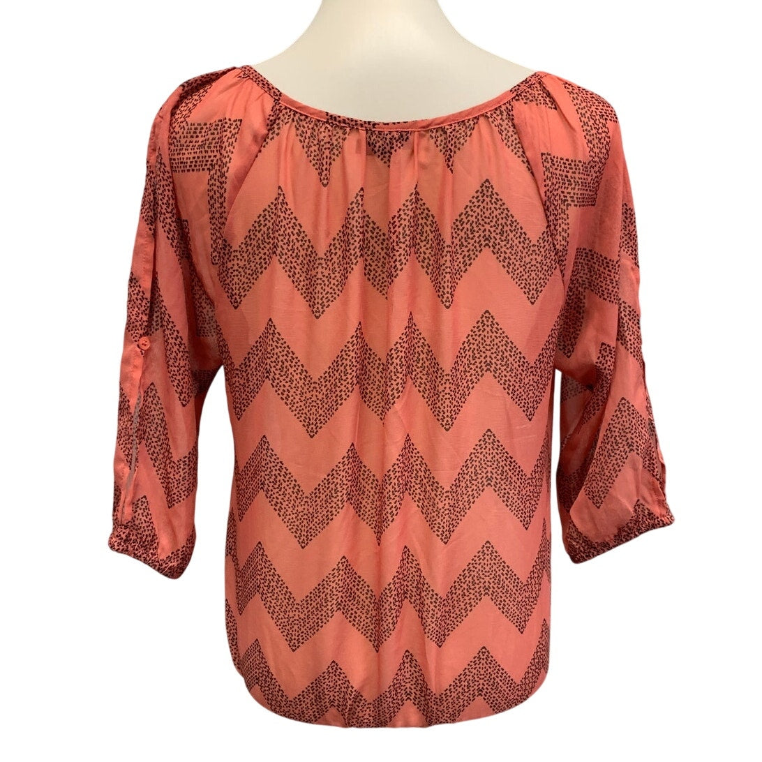 Maurices Womens Small Lightweight Front Tie Chevron Stripe Cold Shoulder Blouse