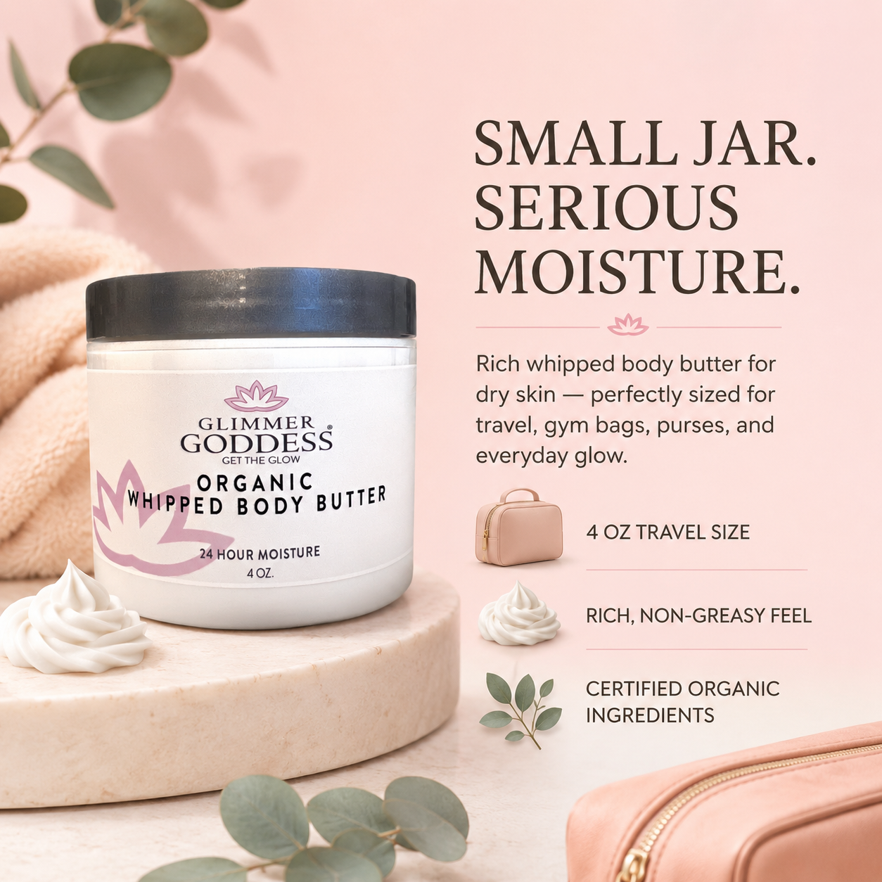 Organic Whipped Body Butter 4 oz – Travel Size
