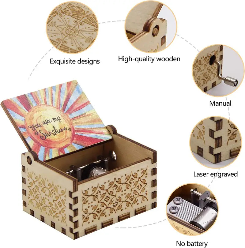 Vintage Laser Engraved Music Box